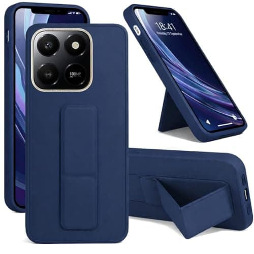 Back Cover Stand Case FOR HONOR X7D Magnetic Car Holder Soft Silicone Horizontal & Vertical Kickstand Cover Wrist Strap Full protection Anti Fingerprint Case (Blue) Cellular phone case