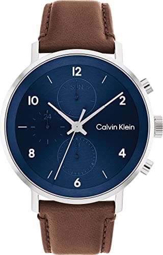 Calvin Klein Analogue Multifunction Quartz Watch for Men Modern Multi Collection with Silver Stainless Steel mesh Bracelet or Leather Strap