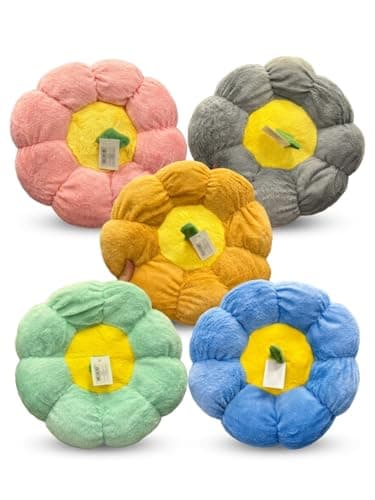 Generic Flower Shape Decorative Pillow Chenille Knit Fabric, Soft Textured Cushion with Boho Style Design, Cozy Throw Pillow for Living Room Sofa Bedroom and Home Decor, 1psc