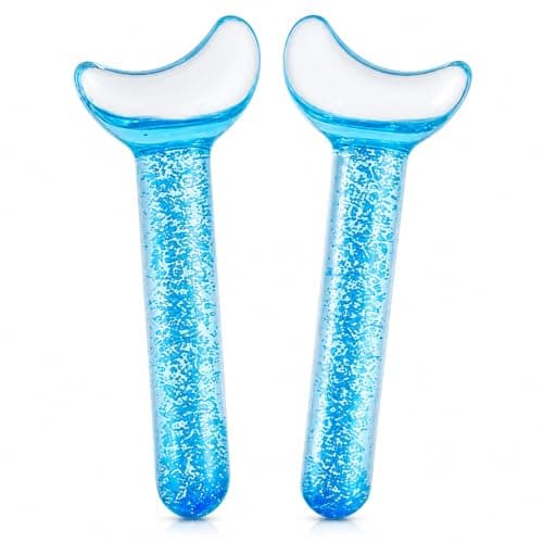 Ice Globes for Face Massage, Freezer-Safe Extra-Thick Glass Cooling Tools for Eyes, Cheeks and Neck, Reusable Skin Care Massager