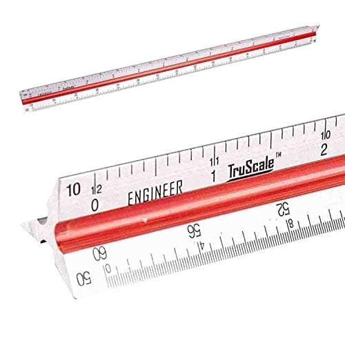 GSM Brands Aluminum Geometric Triangle Measuring Ruler for Architects, Engineers, Students, 12 (30.48cm)
