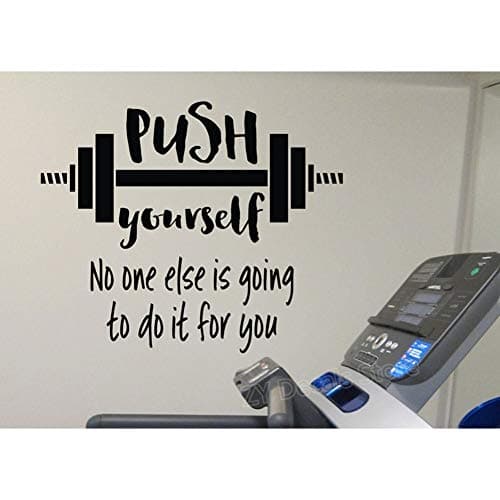LLZZ Wall Sticker Push yourself gym wallpaper decal stickers barbell exercise sports vinyl decals mural home indoor bedroom