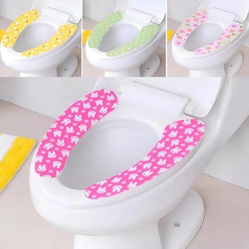 Reusable Bathroom Sticker - Elegant Small Toilet Decor Crafted from Durable Soft Material, Perfect for Transforming Your Toilet Area with Ease. (3) Toilet seat