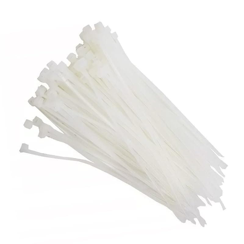 High Resistance Plastic Band Strap for Indoor and Outdoor Use (100 Bands, White, 25cm, 4.8mm) - by KaberTrade Cable tie