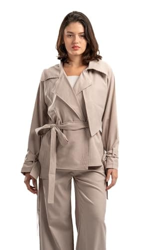 ASTK Womens Tie-Waist Wrap Jacket Outerwear