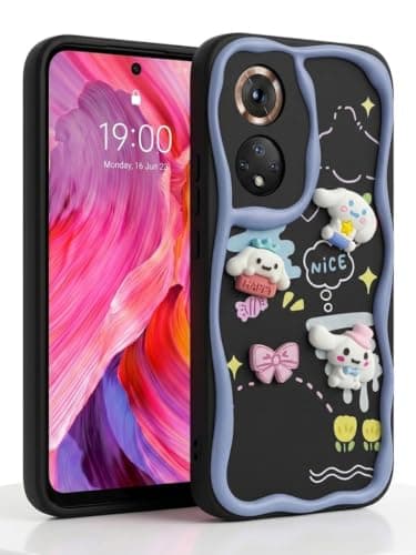 Compatible with Honor 50 / Nova 9 3D Cartoon Case - Cute and Lightweight Raised Elements Soft Silicone Wavy Shape Comfortable Hand Cover (White Dog in Hat) Cellular phone case