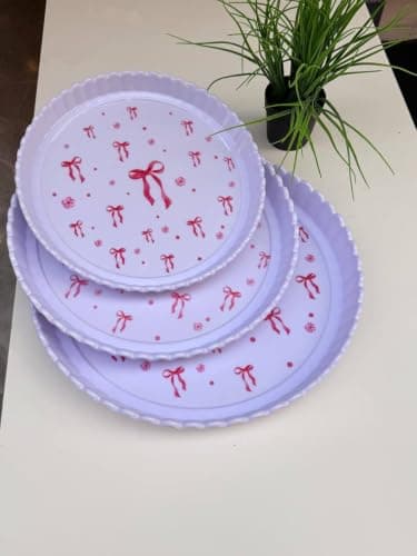 Generic Melamine Serving Tray Set of 3, White, 3 Sizes Included, .soh