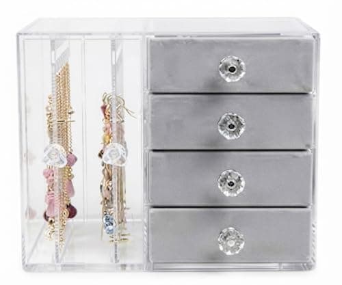 Acrylic 4 Drawer Accessories Organizer – Jewelry & Necklace Organizer Box with 2 Hanging Drawers – Practical & Easy Access Arrangement | N Jewelry storage