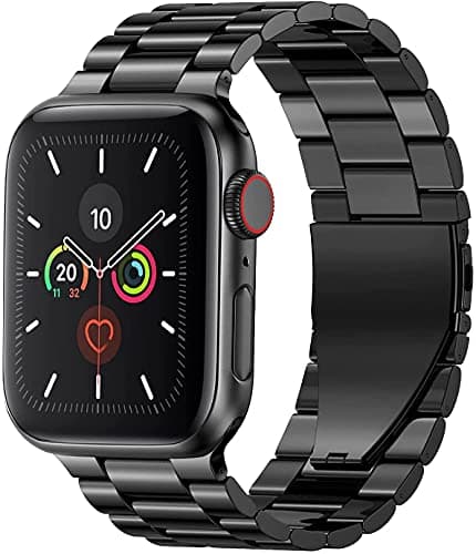 Compatible with Apple Watch Band 42mm 44mm, Stainless Steel Band Business Replacement iWatch Strap for Apple Watch Series 5/4/3/2/1 (Black)