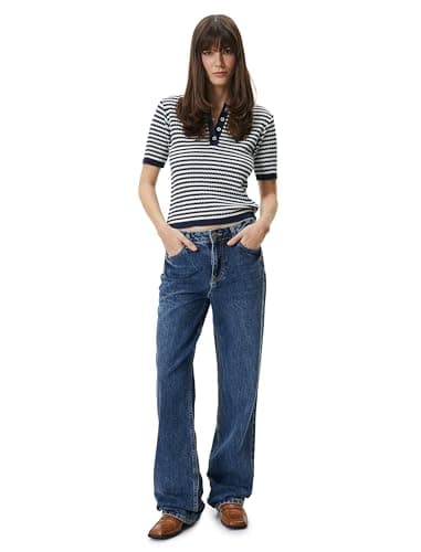 KOTON Women's Short Sleeve Buttoned Polo Neck Modern Shirt