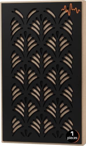 ACOUSTIC MOTION Acoustic Panels 5.5cm Thick120X60 cm Fiberglass+Wood Sound Proof-Bass Trap,Sound Absorbing,Diffusion decorative Panels PALMORA design for Studios,Home Theater Ceiling,Wall,Black