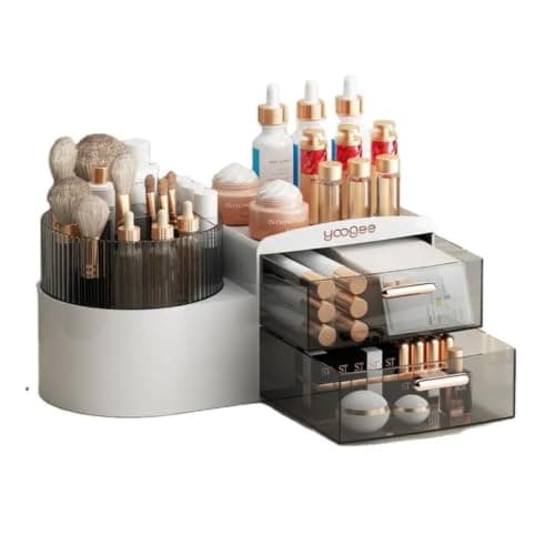 Generic Rotating Makeup Organiser with 2 Drawers, .smk Storage drawer
