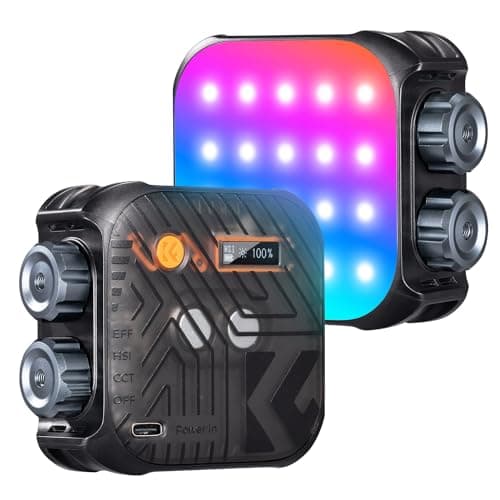 K&F CONCEPT RGB Video Light 21 Light Effects, 2500K-9900K, CRI 96+, Black | 360° Full Color Portable Light, Magnetic Rechargeable LED Panel Camera Light with 1/4" Screw Mount for Vlogging, Selfie L01