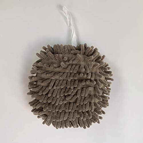Damm Fashion Home Simple Chenille Hand Ball Absorbent Soft Hanging Towel(Light Gray Short Hairs, Ca. 17 In Diam)