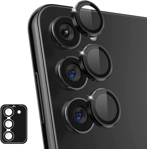 Camera Lens Protector for Samsung Galaxy S23 FE 6.4-Inch, 9H Tempered Glass Metal Individual Ring Cover, HD Clear, t (Black) (Black) Screen protector