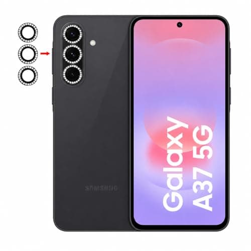 Camera Lens Protector for Samsung A37 Accessories, 9H DIAMOND Tempered Glass Metal Camera Cover Screen Protector, Case Friendly, Anti Scratch, Black