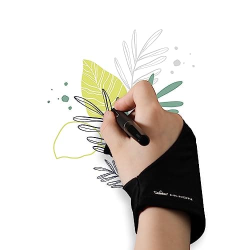 HUION Palm Rejection Artist Glove for Graphics Tablet, Paper Sketch and Drawing Light Box, Elastic Lycra Two Finger Art Gloves, for Right Hand and Left Hand