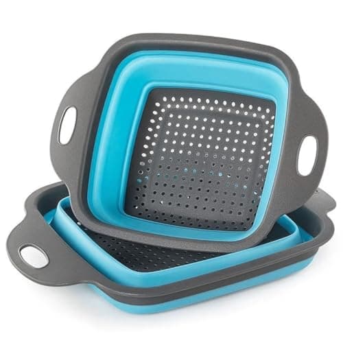 2pc Foldable Silicone Kitchen Strainer Set with Extendable Handles Sink