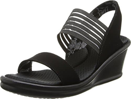 Skechers Cali Women's Rumblers Sci-Fi Wedge Sandal, Black, 38 Eu Wide