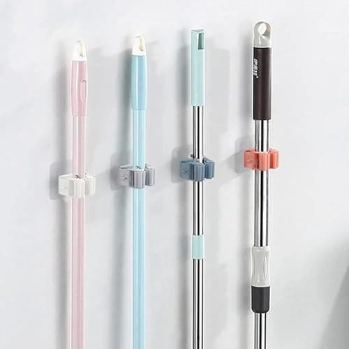 100 Pcs Single Wall Mounted Hanger Damage-Resistant Heavy Duty Broom Brush Mop Kitchen Tools Hanger Holder with Hooks Special Offer Storage hook