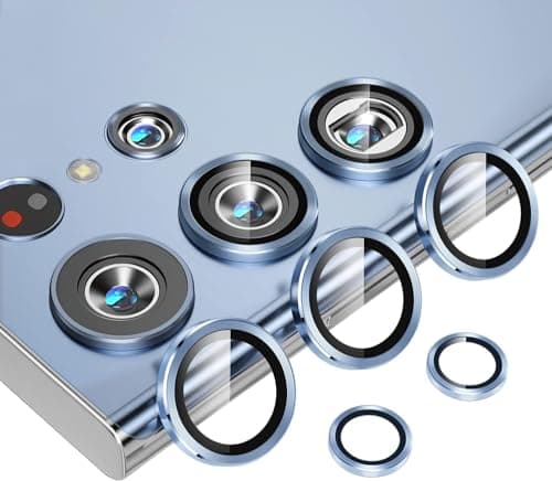 for Samsung Galaxy S24 Ultra Camera Lens Protector, Individual Lens Protectors, Resistant Ultra-Thin Tempered Glass with Aluminum Ring Cover, Galaxy S24 Ultra Case Friendly (Sierra Blue) Cellular phone case
