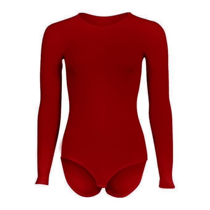 Silvy Wave3 Lycra round neck Long Sleeves bodysuit underwear For women-Red-XXL Leotard