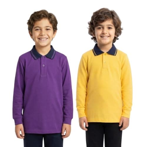 Red Circle Bundle of 2 long Sleeve Polo T-Shirt Kids mauve-YELLOW 8