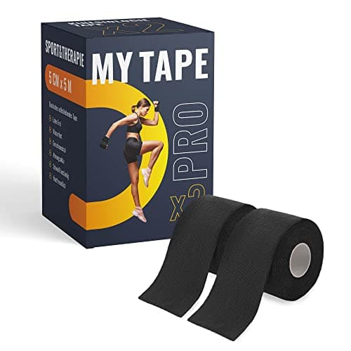 TK-Sports Kinesiology Tape Set in Various Colours, Waterproof and Elastic, 5 cm x 5 m (Set of 2, Black)