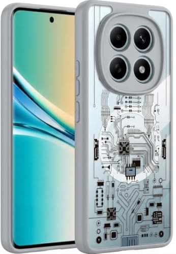 Compatible with Redmi Note 15 Electronic Clear Hard Case Shockproof Durable Material Gives Your Phone Strong Protection and Premium Look (Grey) Cellular phone case