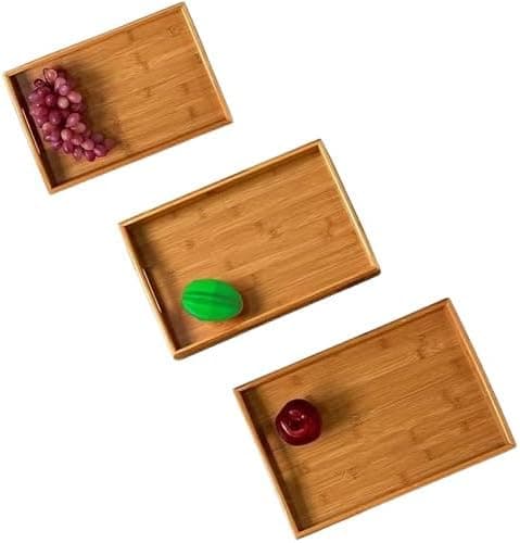 Modern Serving Tray Set Of 3 Pieces Assorted Sizes - High Quality Material With Stylish And Practical Design To Organize Your Hospitality And Save Space SA