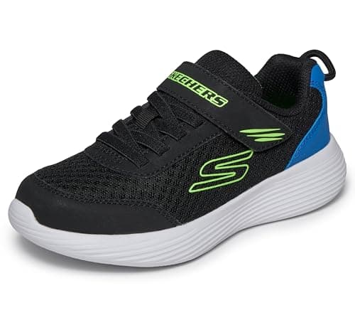 Skechers Boy's Go Run 400 V2 Quanta-strideSneaker, Black Synthetic Textile Blue Lime Trim, 11 UK Child