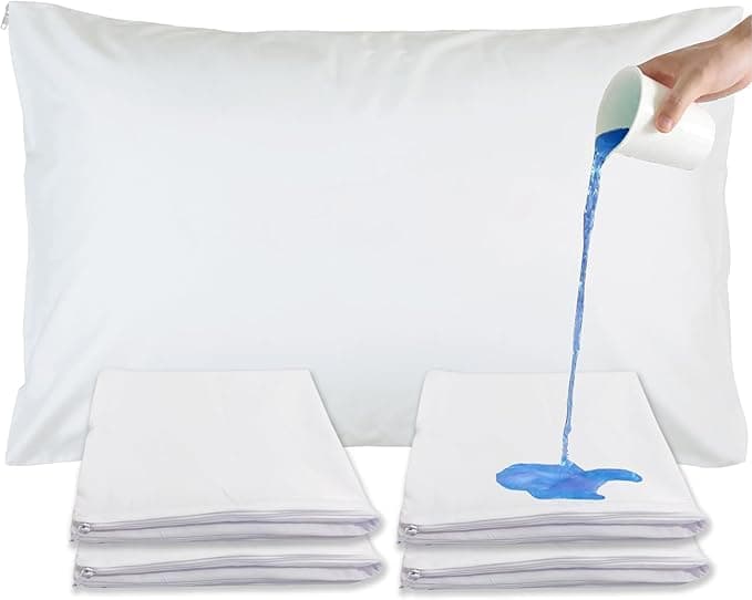 Waterproof Pillow Protectors with Zipper, White, Dust Mite Resistant, Breathable Hotel Quality, Pack of Multiple (50x70 cm, 4PCS) Pillowcase