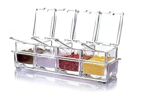 Other Set of 4 kitchen acrylic spice container jar condiment dispenser salt Food storage container