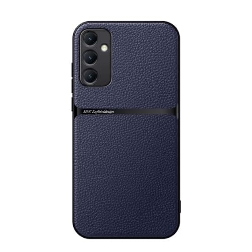 Case For(Compatible With Samsung A34) Litchi Leather Magnetic Full Coverage Shockproof Pho Premium Leather TPU Silicone Hybrid Texture Is Non-Slip And Shockproof Phone Case Cover (Blue)