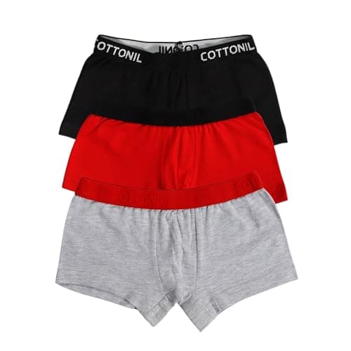 Cottonil Boys Pack Of 3 Cotton Lycra Plain Boxer Underpants