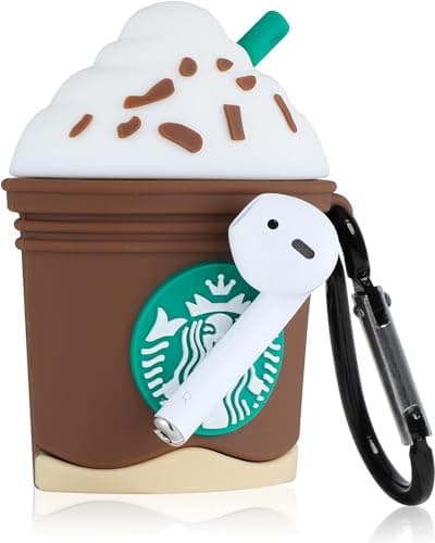 (Cappuccino) for Airpods 1/2 Case Cover 3D Cute Cartoon Funny Fun Soft Silicone Air pods Stylish Trendy Food Drink Unique Design Girls Boys Teen Kids Women Cases for Airpod 1& 2 Cellular phone case