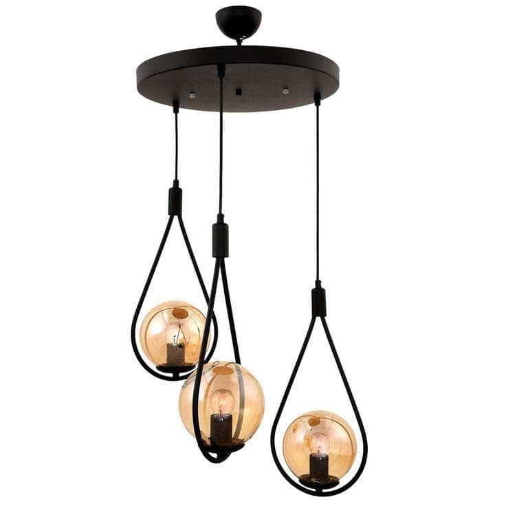 Generic Pendant Light 3 Bulb Without Bulbs 60x30x60cm Black