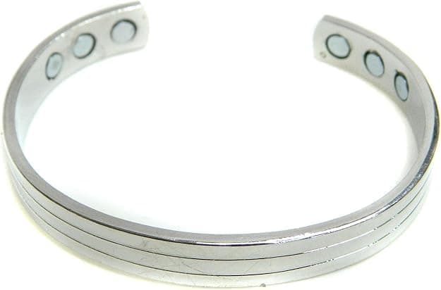w.s Magnetic Stone Medical Energy Bracelet for Body Electric Charges Balance Repetitive Stress Injuries Unisex Adult (Silver)