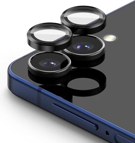 ARROWS Camera Lens Protector for Samsung Galaxy Z Flip 7, Tempered Glass Individual Metal Ring Lens Cover, 9H Hardness Anti Scratch HD Clear Camera Protection - Black Screen protector