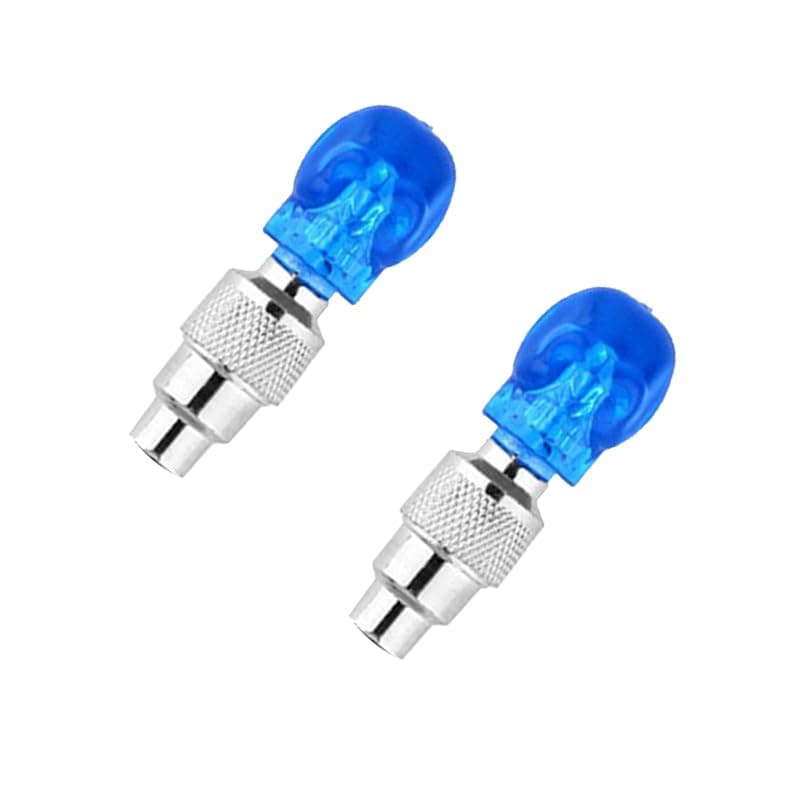 KaberMisr 2020 LED Bike Tire Light LED Light Valve Cap Flashing with Motion Sensor for Motorcycles and Cars (Skull Light Blue - 2 Pieces)