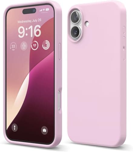 Silicone Case Compatible with iPhone 16 Case, Premium Liquid Silicone Case, Full Body Protective Cover, Shockproof, Slim Design, Anti-Scratch Soft Microfiber Lining (Pink) Cellular phone case