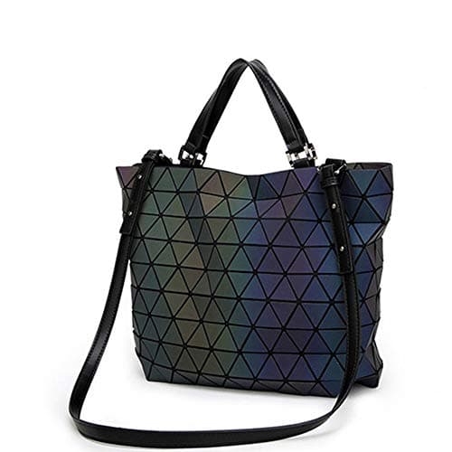 Luminous Geometric Purses and Handbags Women Tote Bag Holographich Flash Reflactive Crossbody Bag Backpacks, Luminous a L, Large
