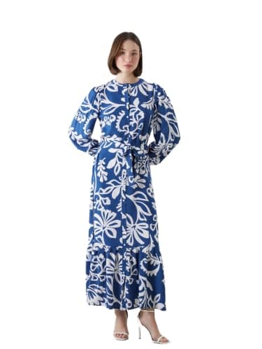 LC WAIKIKI Woman Grandad Collar Patterned Dress