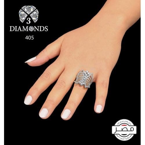 3 Diamonds 292474661779181 Platinum Plated Ring for Women with Zircon Stone - Silver