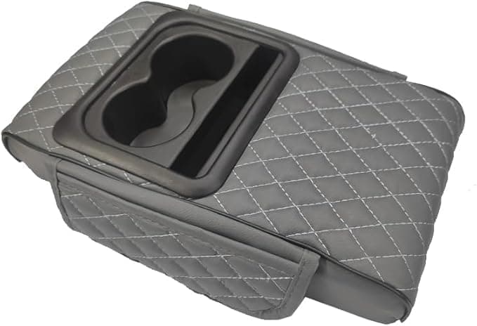 Universal Car Armrest Compact Design Lift Pad Cup Holder Mobile Phone Slot Side Pockets (Gray)