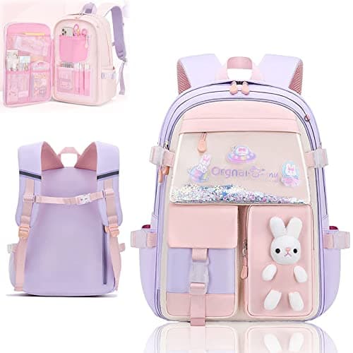 Bunny Backpack,Bunny Backpack for Girls, Kawaii School Bookbag, Cute Large Capacity Waterproof Bunny Backpack, for Grades 1-6