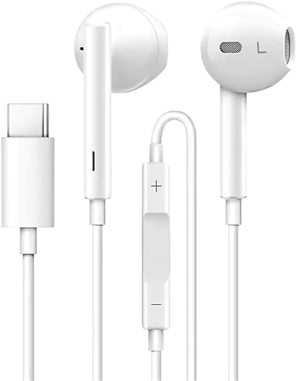 In-Ear Wired Type-C Stereo HiFi Headset with Microphone and Volume Control USB C Wired Headset Works on All Devices/Type C Connector Headphones