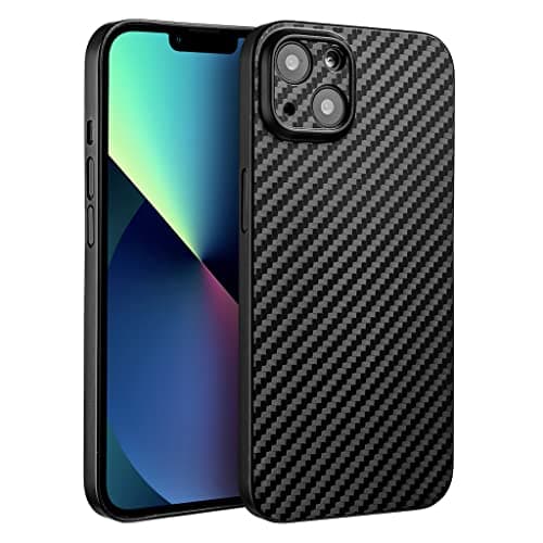 doupi UltraSlim Case Compatible with iPhone 13 (6.1 Inches), Carbon Fibre Look Ultra Thin Mobile Phone Case Cover Bumper Protective Case Protective Case Carbon Fibre Look Black