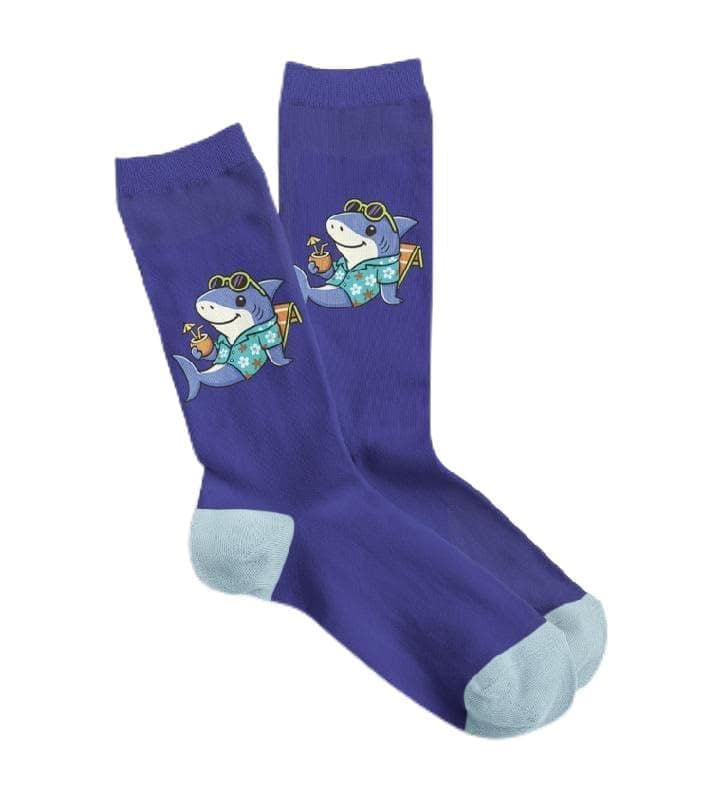 Havana Socks Purple Shark PURPEL_SHARK | Crew Length, Cotton Blend, Breathable, Comfortable