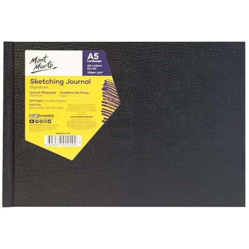 Mont Marte Sketching Journal Croc Finish Signature 150gsm A5 Landscape 100 Page Blank book